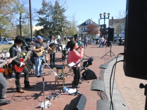 Rosemary Conte singing at concert for Tent City on Easter Sunday 2012 in Lakewood