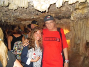 with niece well below the earth in crystal cave bermuda